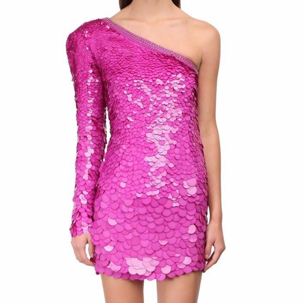 Dundas Sequined One-Shoulder Mini Dress